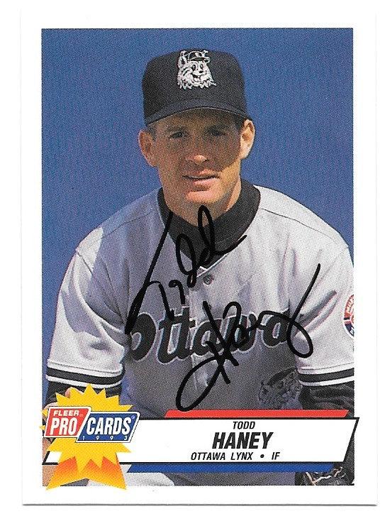 Todd Haney Signed 1993 Fleer ProCards Baseball Card - Ottawa Lynx - PastPros