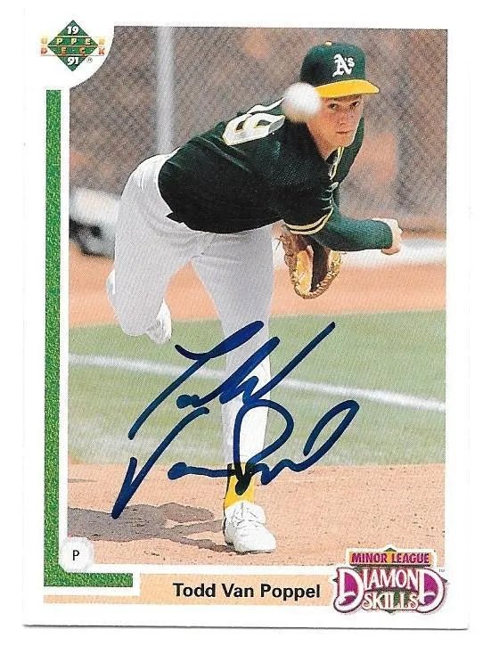 Todd Van Poppel Signed 1991 Upper Deck Baseball Card - Oakland A's