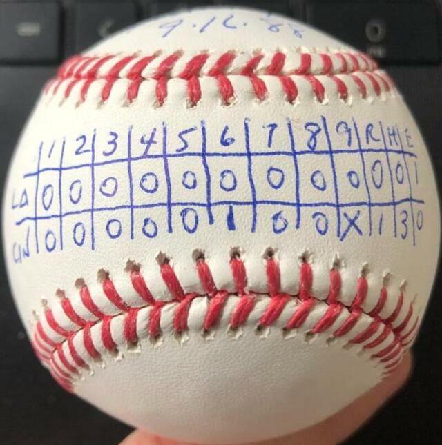 Tom Browning Perfect Game Box Score Inscribed ROMLB Baseball - PastPros