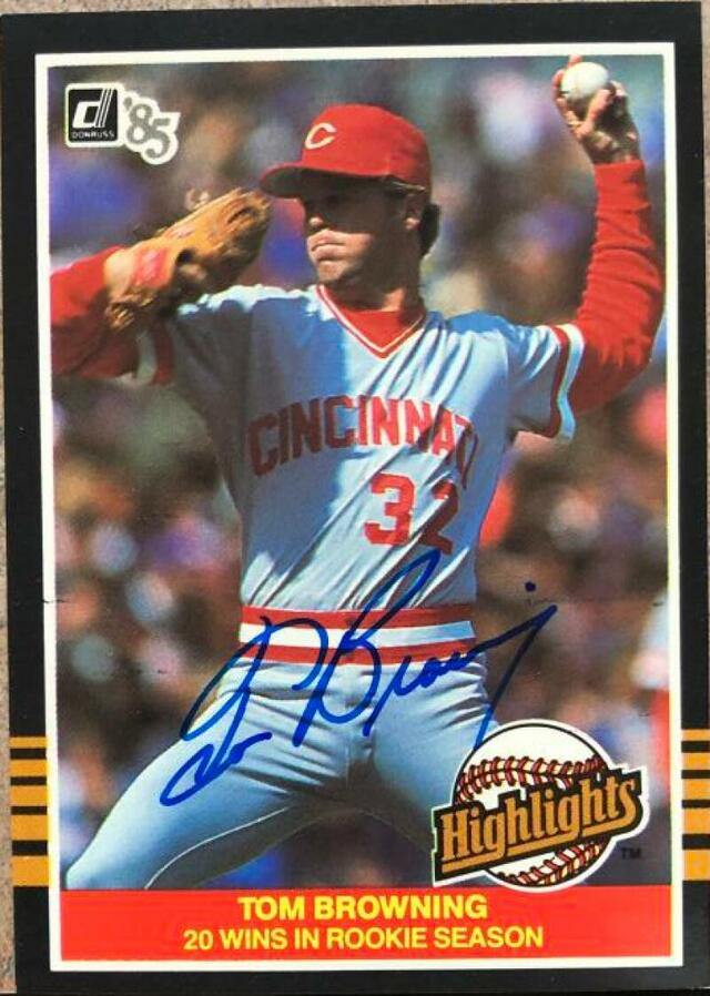 Tom Browning Signed 1985 Donruss Highlights Baseball Card - Cincinnati Reds - PastPros