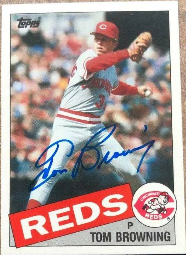 Tom Browning Signed 1985 Topps Baseball Card - Cincinnati Reds