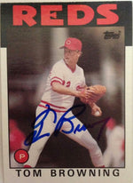 Tom Browning Signed 1986 Topps Baseball Card - Cincinnati Reds - PastPros