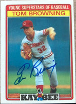 Tom Browning Signed 1986 Topps Kay-Bee Young Superstars of Baseball Card - Cincinnati Reds