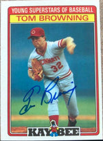 Tom Browning Signed 1986 Topps Kay-Bee Young Superstars of Baseball Card - Cincinnati Reds - PastPros
