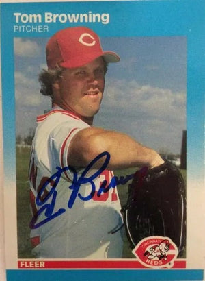 Tom Browning Signed 1987 Fleer Baseball Card - Cincinnati Reds - PastPros