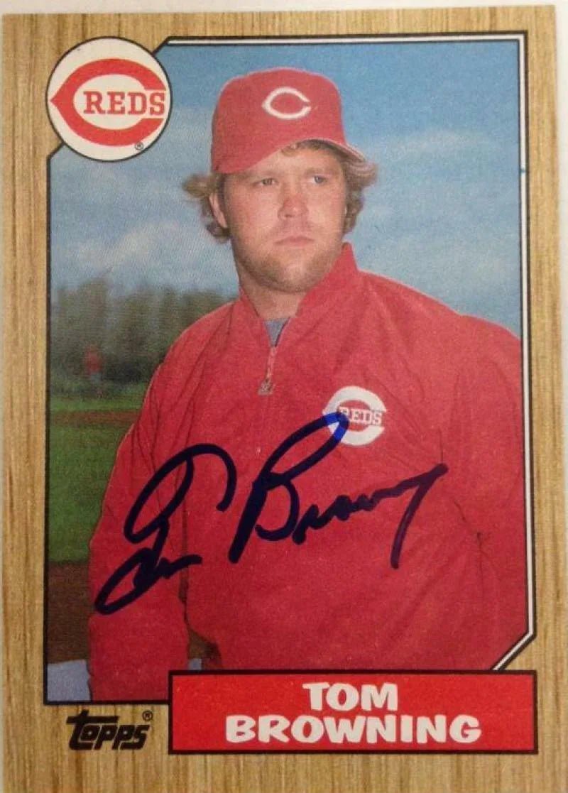 Tom Browning Signed 1987 Topps Baseball Card - Cincinnati Reds