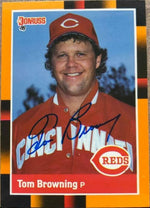 Tom Browning Signed 1988 Donruss Baseball's Best Baseball Card - Cincinnati Reds
