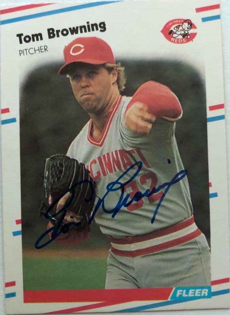 Tom Browning Signed 1988 Fleer Baseball Card - Cincinnati Reds - PastPros