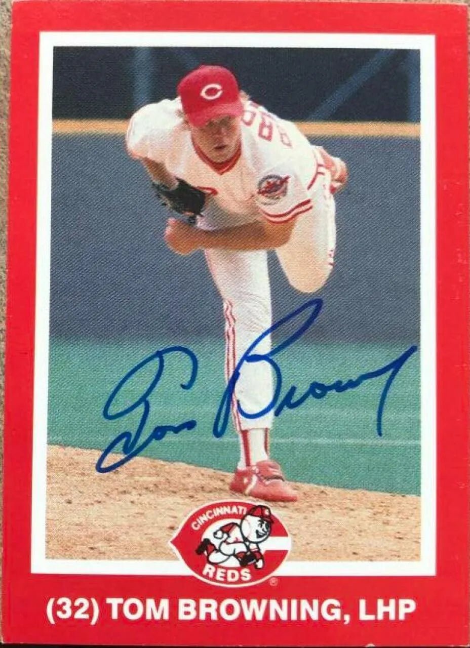 Tom Browning Signed 1988 Kahn's Baseball Card - Cincinnati Reds