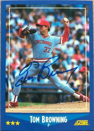 Tom Browning Signed 1988 Score Baseball Card - Cincinnati Reds - PastPros