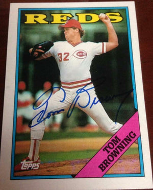 Tom Browning Signed 1988 Topps Baseball Card - Cincinnati Reds - PastPros