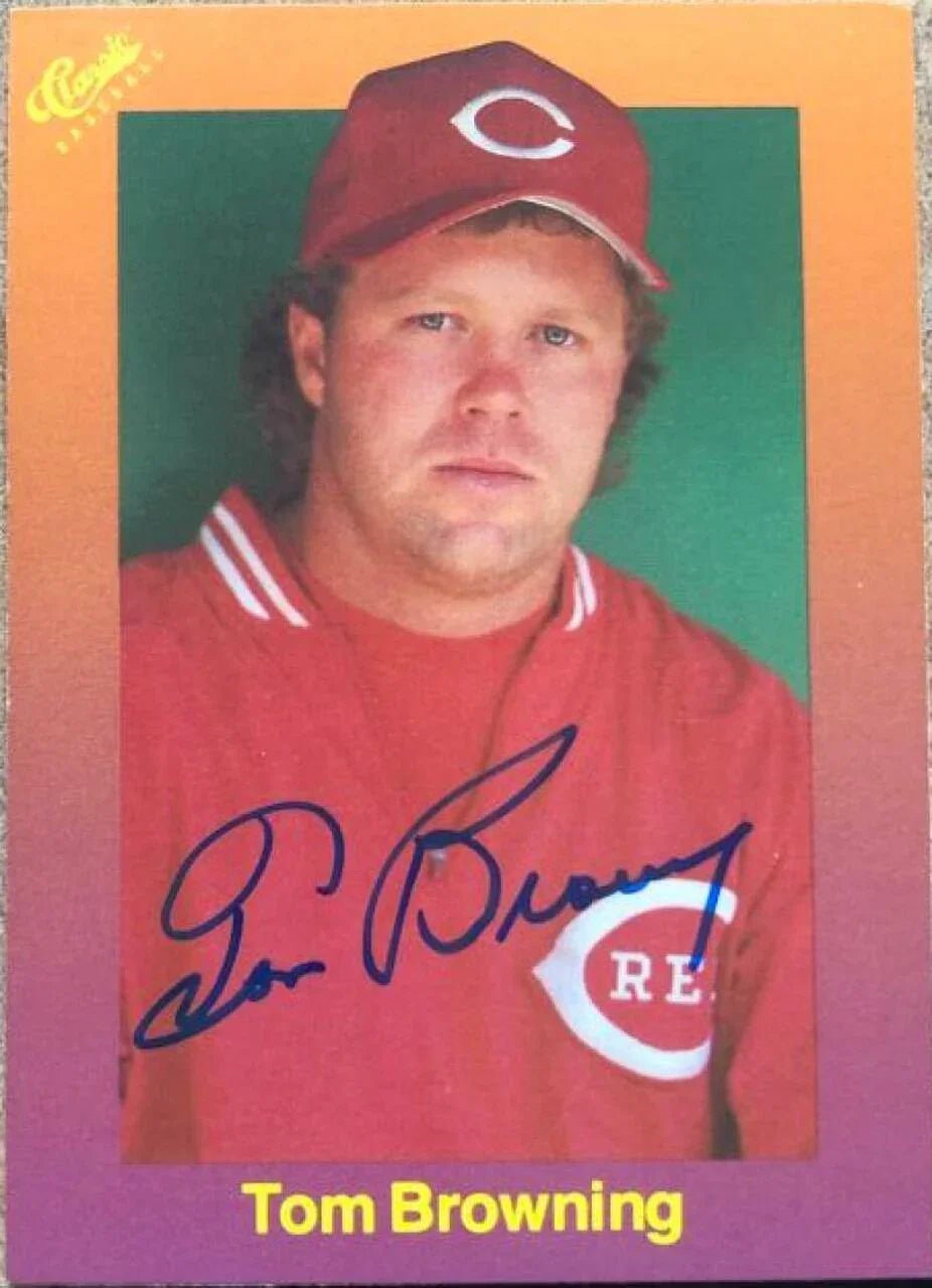 Tom Browning Signed 1989 Classic Travel Baseball Card - Cincinnati Reds