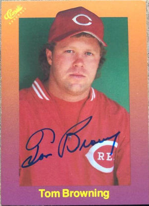 Tom Browning Signed 1989 Classic Travel Baseball Card - Cincinnati Reds - PastPros