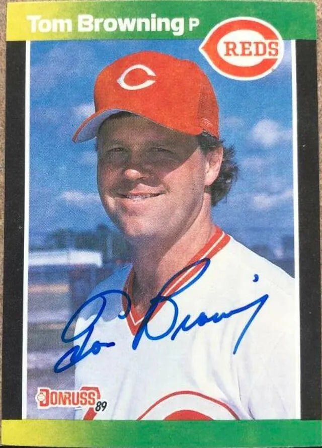 Tom Browning Signed 1989 Donruss Baseball's Best Baseball Card - Cincinnati Reds