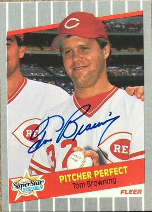 Tom Browning Signed 1989 Fleer #629 Baseball Card - Cincinnati Reds