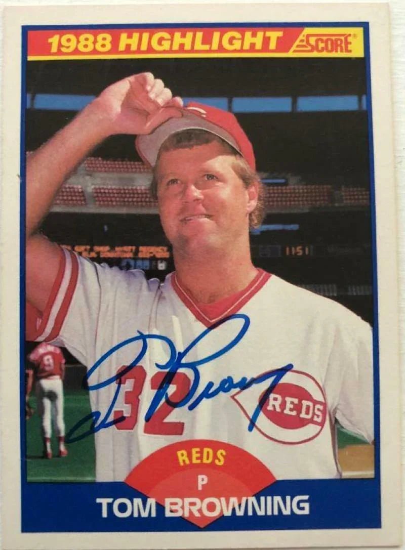 Tom Browning Signed 1989 Score Baseball Card - Cincinnati Reds