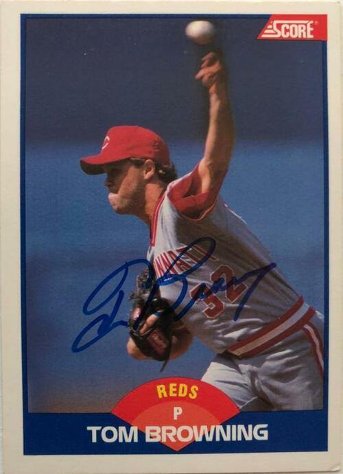 Tom Browning Signed 1989 Score Baseball Card - Cincinnati Reds - PastPros