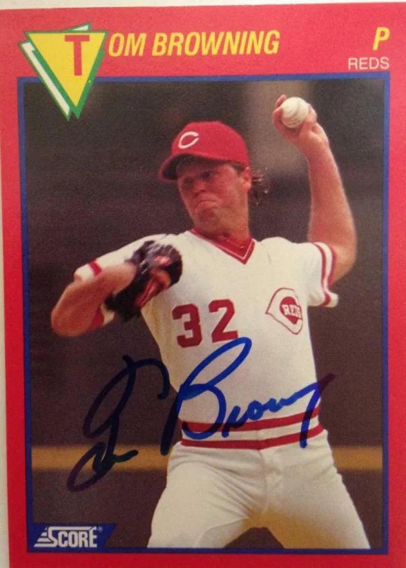 Tom Browning Signed 1989 Score Hottest 100 Stars Baseball Card - Cincinnati Reds