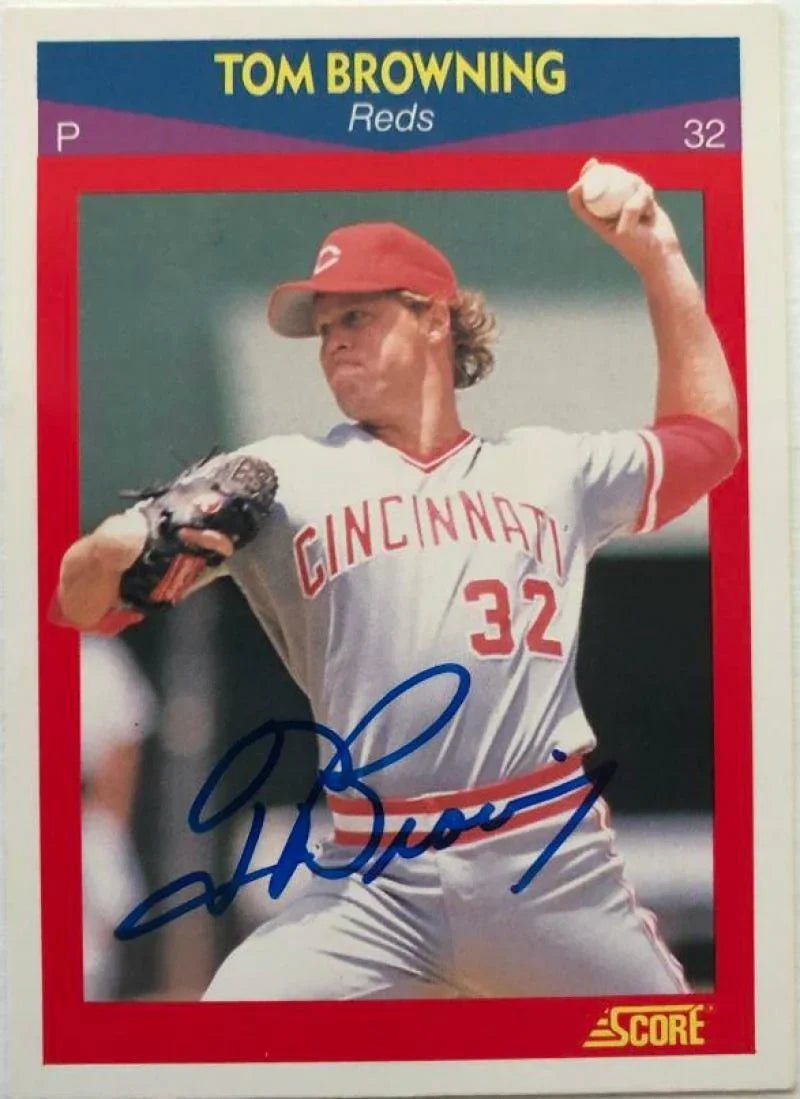 Tom Browning Signed 1989 Score Superstars Baseball Card - Cincinnati Reds