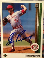 Tom Browning Signed 1989 Upper Deck Baseball Card - Cincinnati Reds