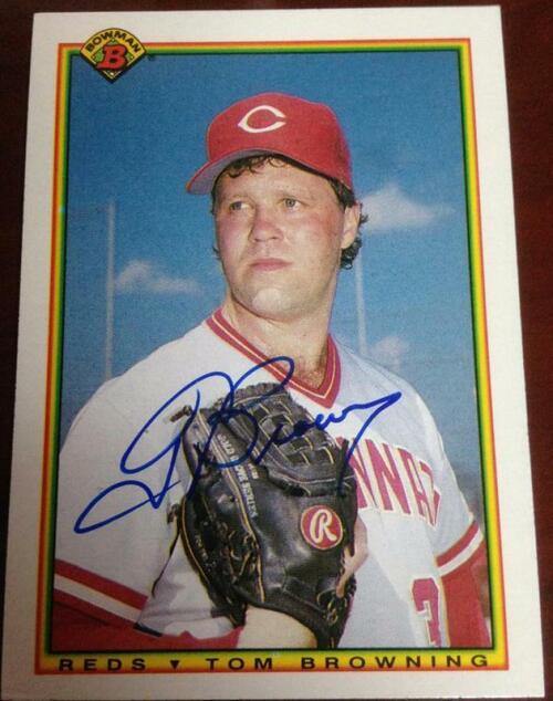 Tom Browning Signed 1990 Bowman Baseball Card - Cincinnati Reds - PastPros