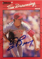 Tom Browning Signed 1990 Donruss Baseball Card - Cincinnati Reds