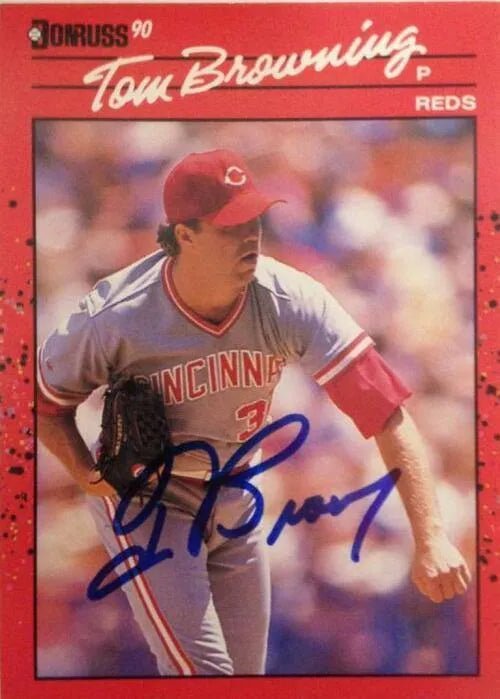 Tom Browning Signed 1990 Donruss Baseball Card - Cincinnati Reds