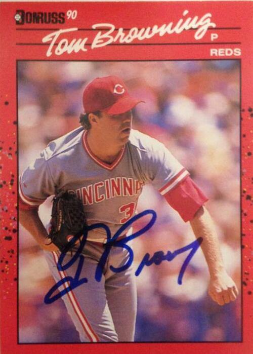 Tom Browning Signed 1990 Donruss Baseball Card - Cincinnati Reds - PastPros