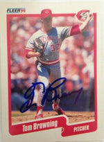 Tom Browning Signed 1990 Fleer Baseball Card - Cincinnati Reds