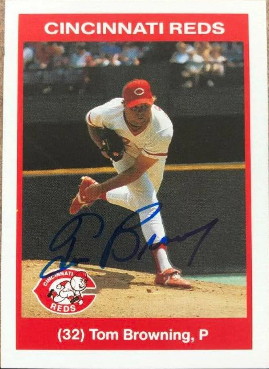 Tom Browning Signed 1990 Kahn's Baseball Card - Cincinnati Reds