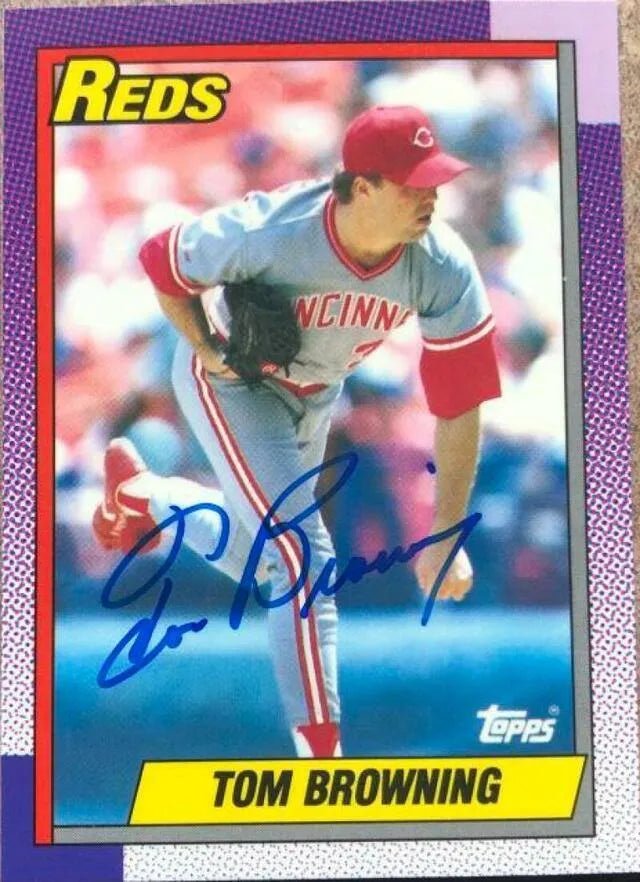 Tom Browning Signed 1990 Topps Tiffany Baseball Card - Cincinnati Reds