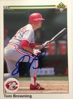 Tom Browning Signed 1990 Upper Deck Baseball Card - Cincinnati Reds