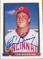 Tom Browning Signed 1991 Bowman Baseball Card - Cincinnati Reds