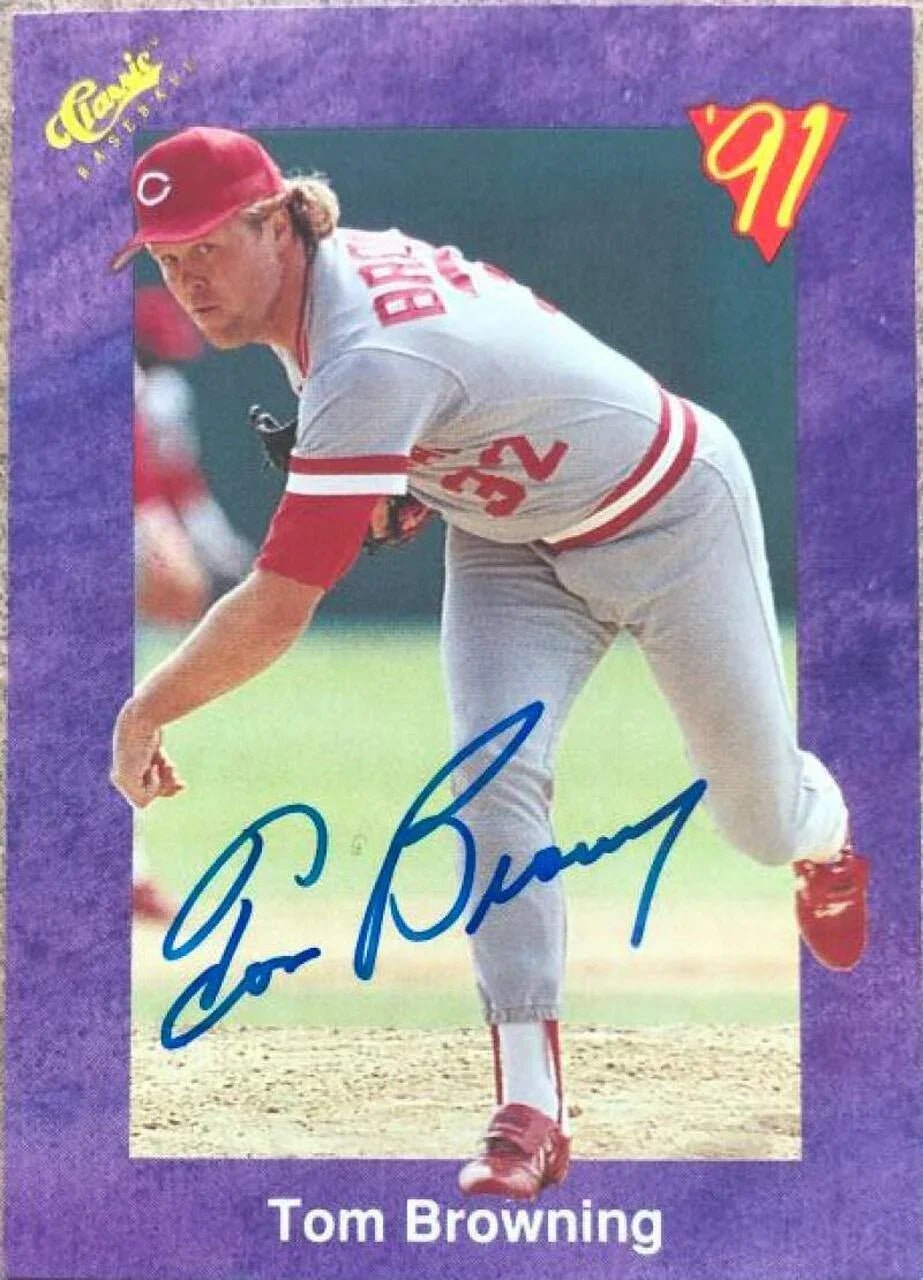 Tom Browning Signed 1991 Classic Game Baseball Card - Cincinnati Reds