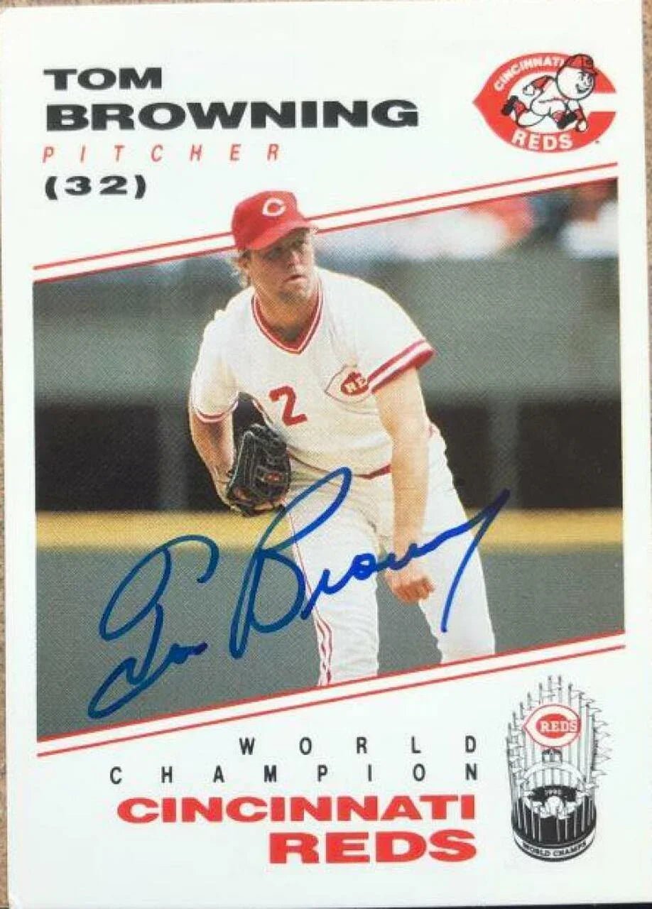 Tom Browning Signed 1991 Kahn's Baseball Card - Cincinnati Reds
