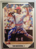 Tom Browning Signed 1991 Leaf Baseball Card - Cincinnati Reds - PastPros