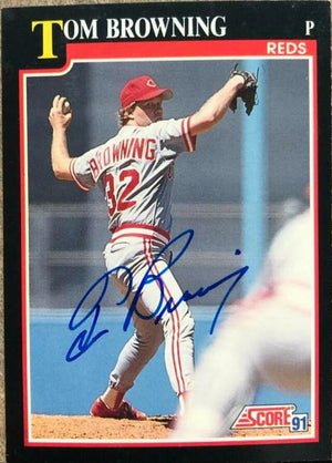 Tom Browning Signed 1991 Score Baseball Card - Cincinnati Reds - PastPros