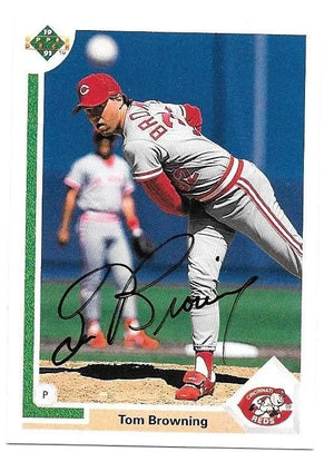 Tom Browning Signed 1991 Upper Deck Baseball Card - Cincinnati Reds