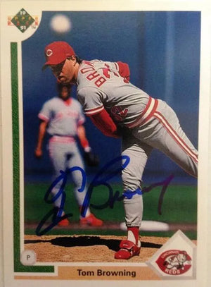Tom Browning Signed 1991 Upper Deck Baseball Card - Cincinnati Reds - PastPros