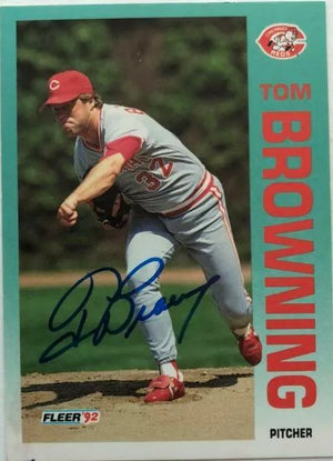 Tom Browning Signed 1992 Fleer Baseball Card - Cincinnati Reds - PastPros
