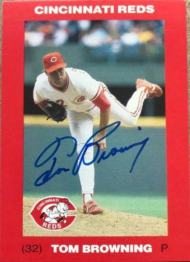 Tom Browning Signed 1992 Kahn's Baseball Card - Cincinnati Reds