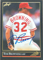 Tom Browning Signed 1992 Leaf Black Gold Baseball Card - Cincinnati Reds