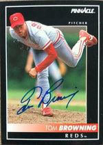 Tom Browning Signed 1992 Pinnacle Baseball Card - Cincinnati Reds