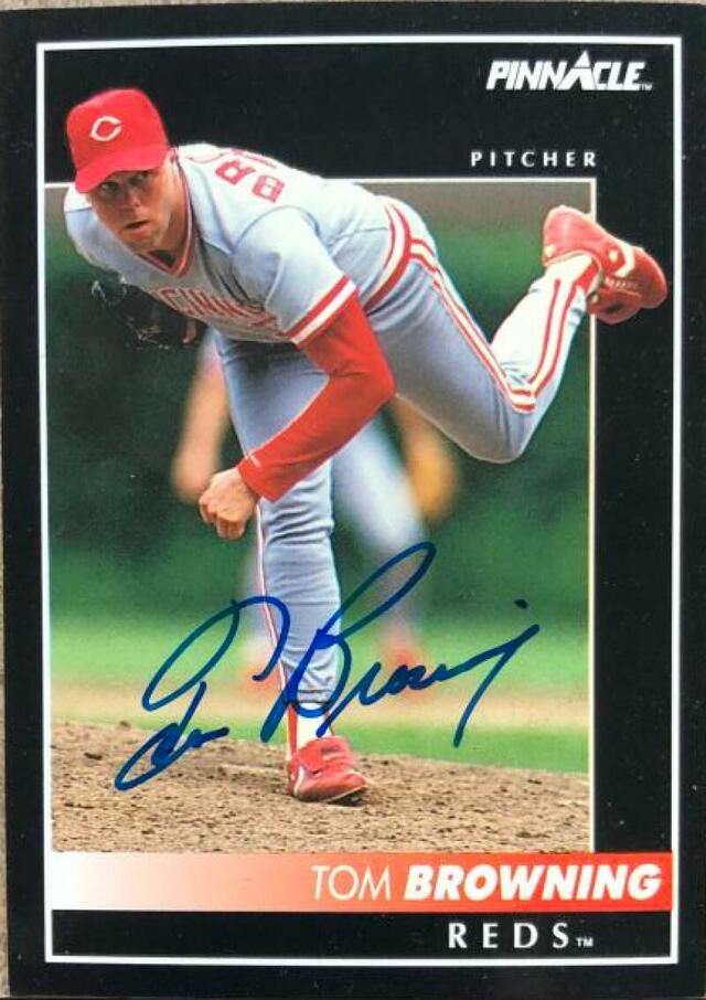 Tom Browning Signed 1992 Pinnacle Baseball Card - Cincinnati Reds - PastPros