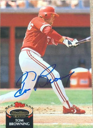 Tom Browning Signed 1992 Stadium Club Baseball Card - Cincinnati Reds