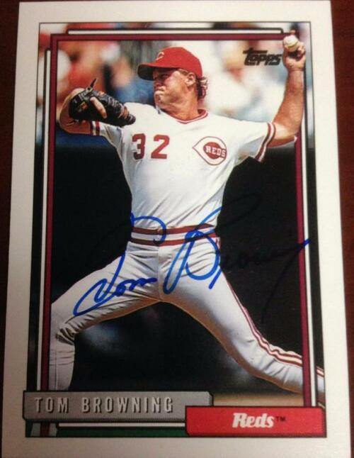 Tom Browning Signed 1992 Topps Baseball Card - Cincinnati Reds - PastPros