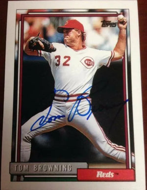 Tom Browning Signed 1992 Topps Baseball Card - Cincinnati Reds - PastPros