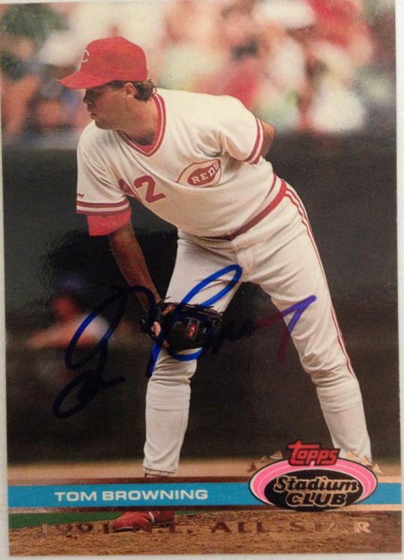 Tom Browning Signed 1992 Topps Stadium Dome Baseball Card - Cincinnati Reds - PastPros