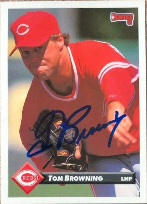 Tom Browning Signed 1993 Donruss Baseball Card - Cincinnati Reds