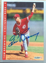 Tom Browning Signed 1993 Fleer Baseball Card - Cincinnati Reds